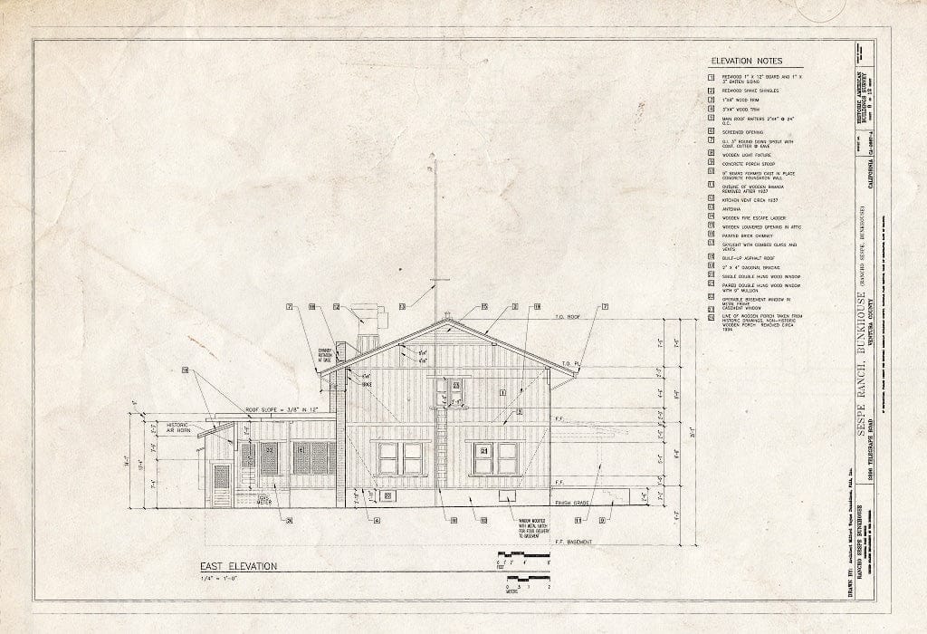 Blueprint HABS Cal,56-Film,1A- (Sheet 8 of 12) - Sespe Ranch, Bunkhouse, 2896 Telegraph Road, Fillmore, Ventura County, CA