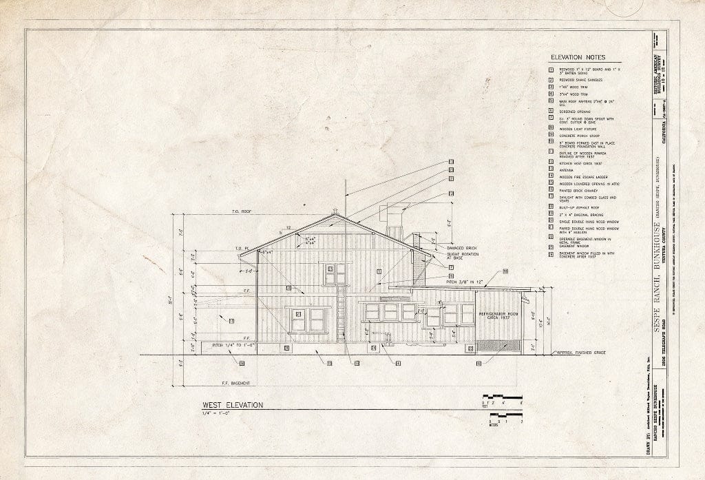 Blueprint HABS Cal,56-Film,1A- (Sheet 10 of 12) - Sespe Ranch, Bunkhouse, 2896 Telegraph Road, Fillmore, Ventura County, CA