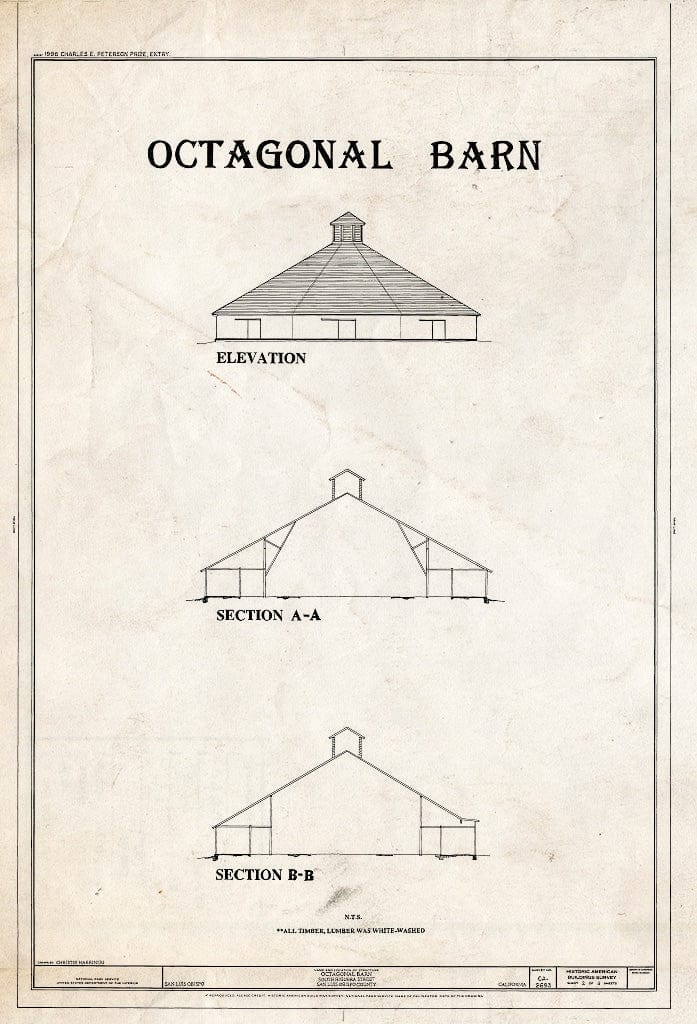 Blueprint HABS Cal,40-SANLO,2- (Sheet 2 of 3) - Octagonal Barn, South Higuera Street, San Luis Obispo, San Luis Obispo County, CA
