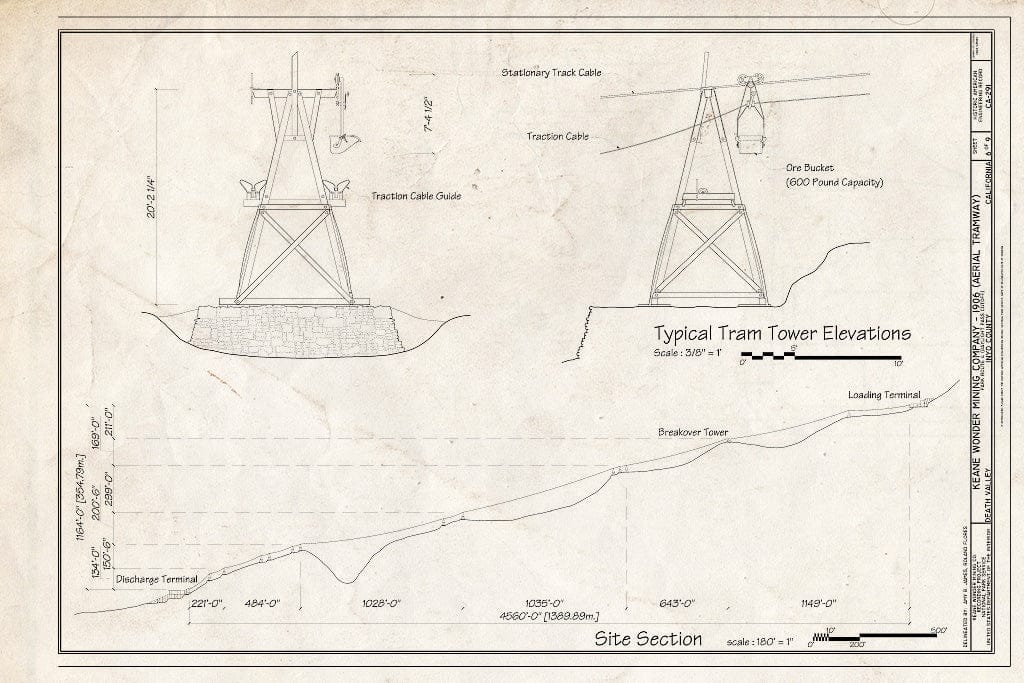 Blueprint HAER CA-291 (Sheet 6 of 9) - Keane Wonder Mine, Park Route 4 (Daylight Pass Cutoff), Death Valley Junction, Inyo County, CA