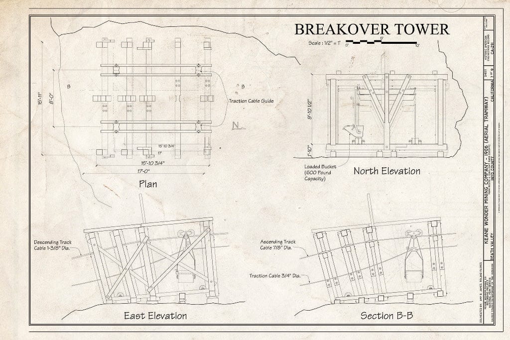 Blueprint HAER CA-291 (Sheet 7 of 9) - Keane Wonder Mine, Park Route 4 (Daylight Pass Cutoff), Death Valley Junction, Inyo County, CA