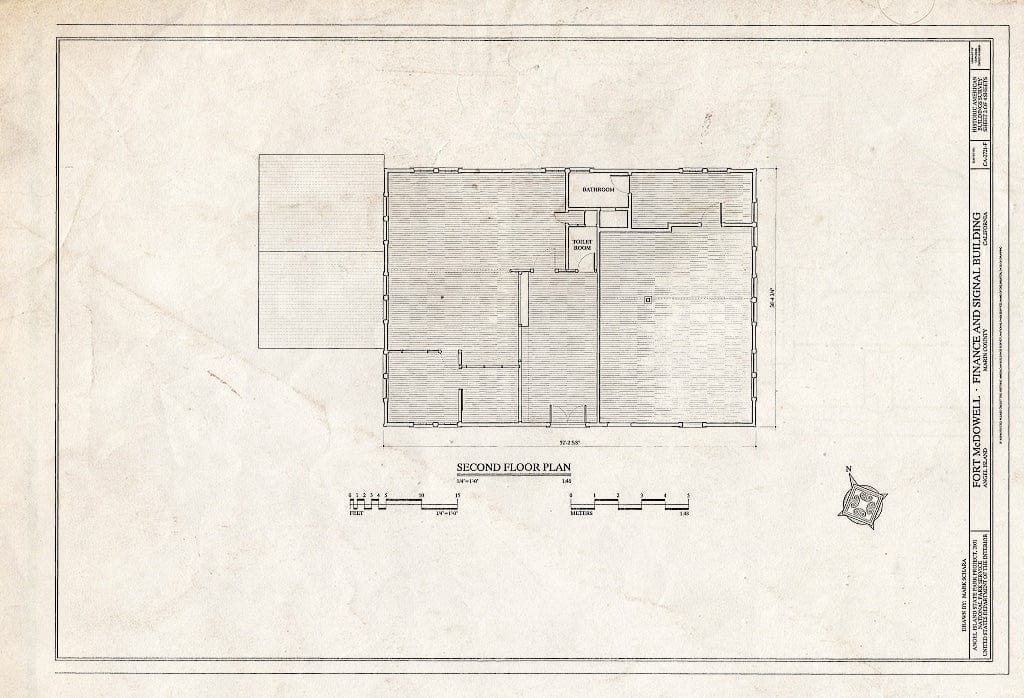 Blueprint HABS Cal,21-Angel,2F- (Sheet 2 of 4) - Fort McDowell, Finance & Signal Office, Angel Island State Park, Angel Island, Marin County, CA