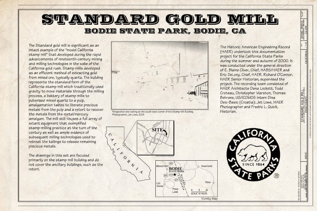 Blueprint HAER CA-299 (Sheet 1 of 17) - Standard Gold Mill, East of Bodie Creek, Northeast of Bodie, Bodie, Mono County, CA