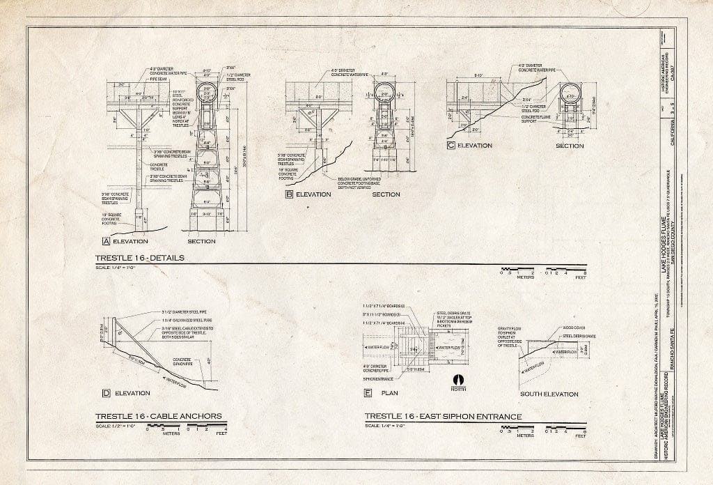 Blueprint HAER CA-307 (Sheet 3 of 5) - Lake Hodges Flume, Along San Dieguito River Between Lake Hodges & San Dieguito Reservoir, Rancho Santa Fe, San Diego County, CA
