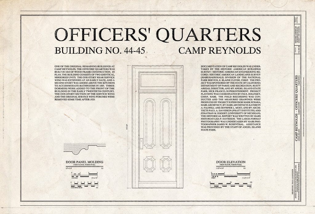Blueprint HABS CA-1841-B (Sheet 1 of 5) - Camp Reynolds, Officers' Quarters, Angel Island State Park, Angel Island, Marin County, CA