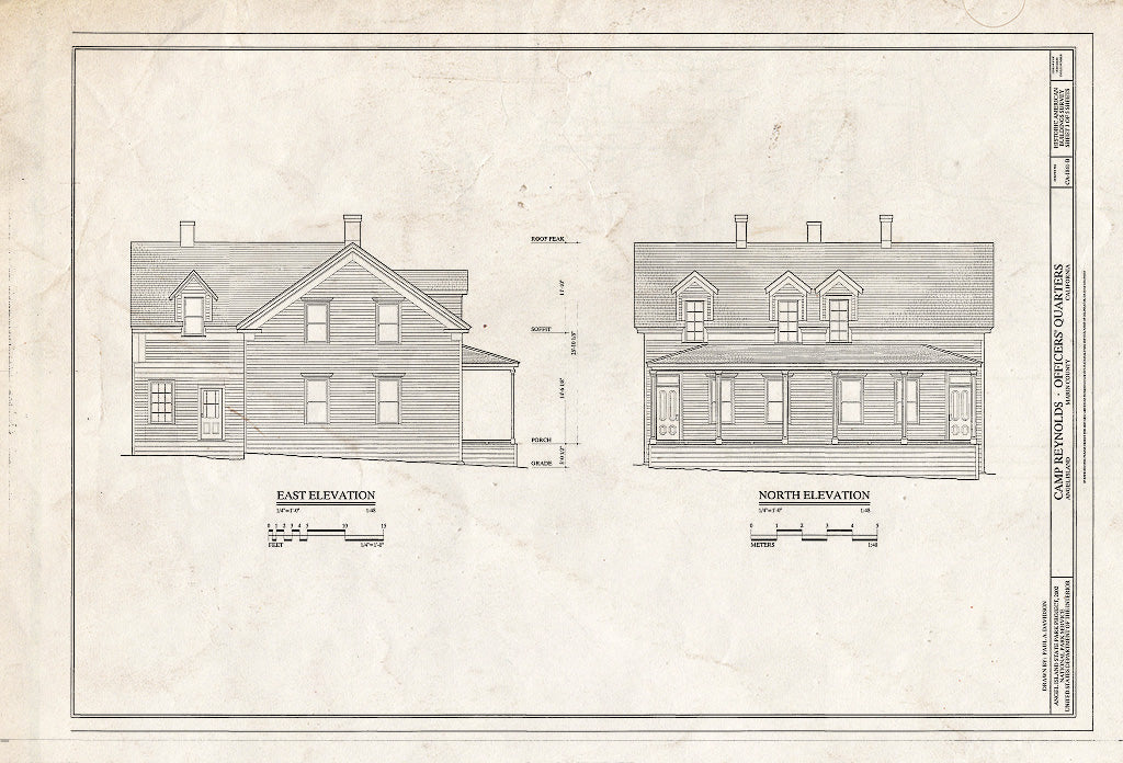 Blueprint HABS CA-1841-B (Sheet 3 of 5) - Camp Reynolds, Officers' Quarters, Angel Island State Park, Angel Island, Marin County, CA