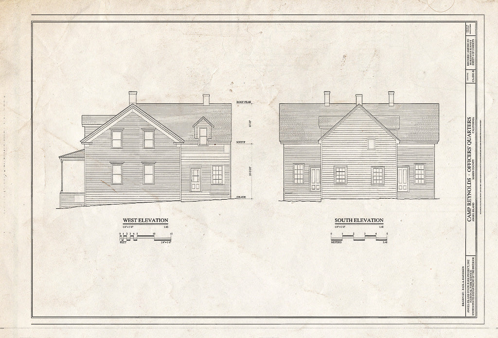Blueprint HABS CA-1841-B (Sheet 4 of 5) - Camp Reynolds, Officers' Quarters, Angel Island State Park, Angel Island, Marin County, CA