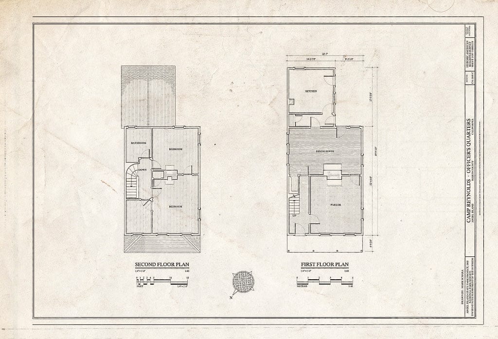 Blueprint HABS CA-1841-C (Sheet 2 of 5) - Camp Reynolds, Officer's Quarters, Angel Island State Park, Angel Island, Marin County, CA