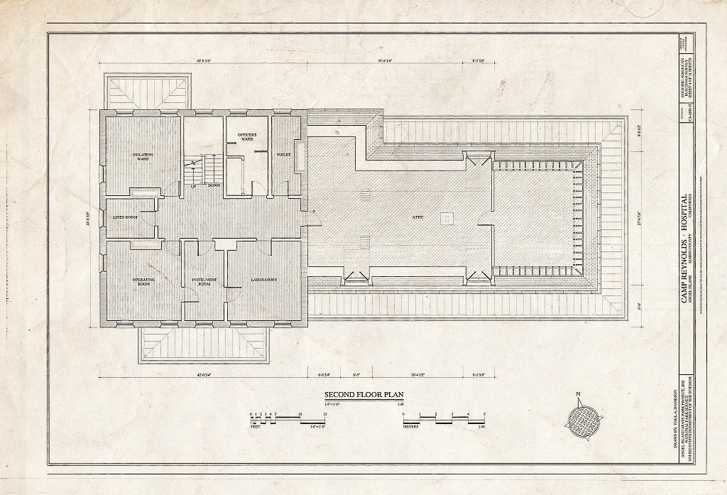 Blueprint HABS CA-1841-G (Sheet 4 of 11) - Camp Reynolds, Hospital, Angel Island State Park, Angel Island, Marin County, CA