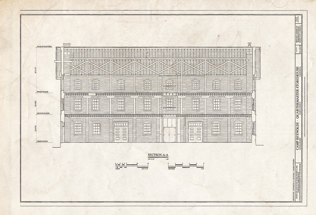 Blueprint HABS CA-1841-H (Sheet 8 of 11) - Camp Reynolds, Quartermaster Storehouse, Angel Island State Park, Angel Island, Marin County, CA