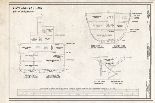Blueprint 1983 Configuration, Sections - Bolster, Suisun Bay Reserve Fleet, Benicia, Solano County, CA
