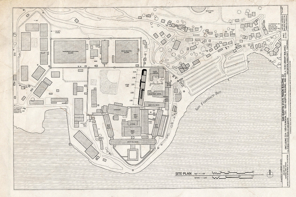 Blueprint San Quentin Site Plan - San Quentin State Prison, Building 22, Point San Quentin, San Quentin, Marin County, CA