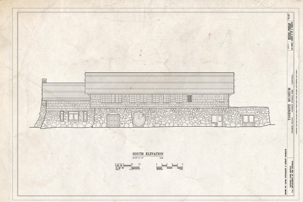 Blueprint South Elevation - Yosemite Museum, 9037 Village Drive, Yosemite Village, Mariposa County, CA
