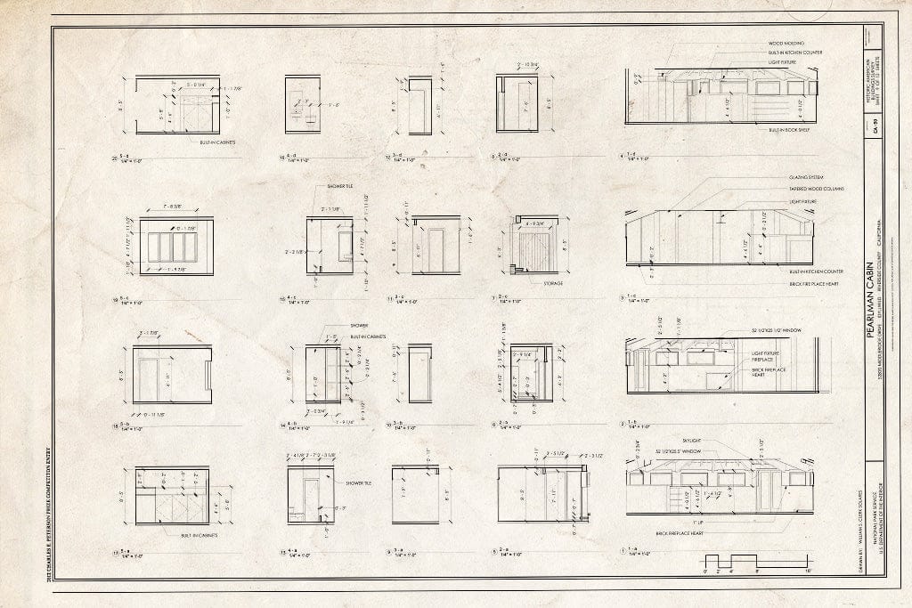 Blueprint Interior ELEVATIONS - Pearlman Cabin, 52820 Middleridge Drive, Idyllwild, Riverside County, CA
