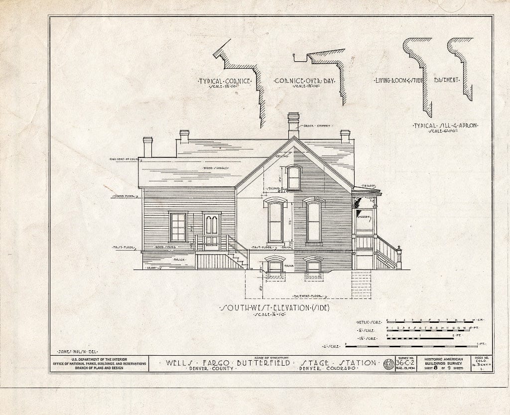 Blueprint HABS Colo,16-DENV.V,1- (Sheet 8 of 9) - Wells Fargo Butterfield Stage Station, Denver, Denver County, CO