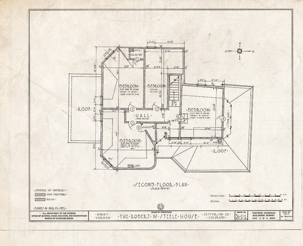 Blueprint HABS Colo,30-,1- (Sheet 2 of 6) - Governor Steele House, Mount Vernon Club Place, Jefferson County, CO