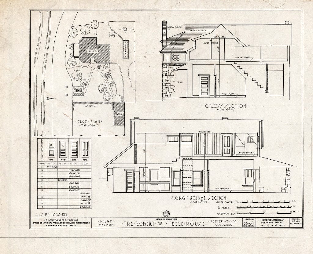 Blueprint HABS Colo,30-,1- (Sheet 4 of 6) - Governor Steele House, Mount Vernon Club Place, Jefferson County, CO