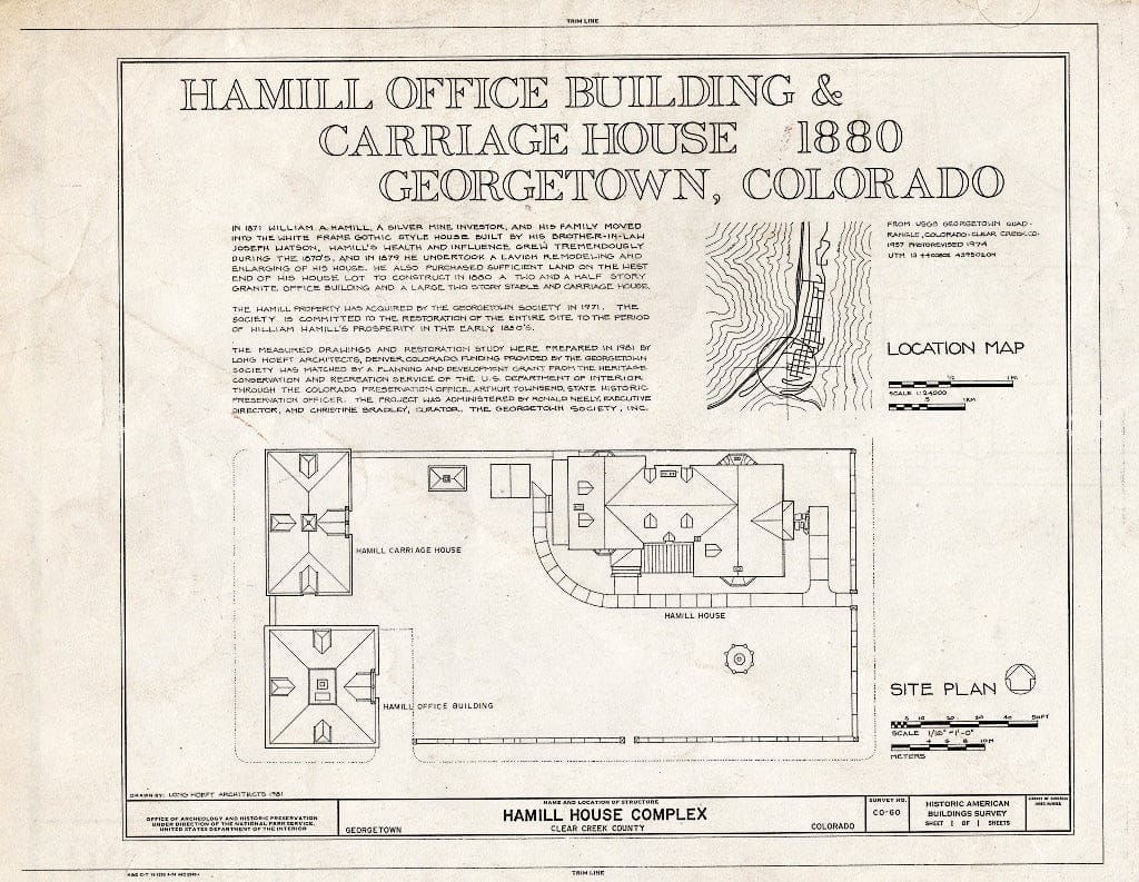 Blueprint HABS Colo,10-GEO,1- (Sheet 1 of 1) - Hamill House, Argentine & Third Streets, Georgetown, Clear Creek County, CO