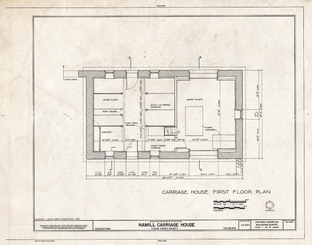 Blueprint HABS Colo,10-GEO,1C- (Sheet 1 of 6) - Hamill House, Carriage House, Argentine & Third Streets, Georgetown, Clear Creek County, CO