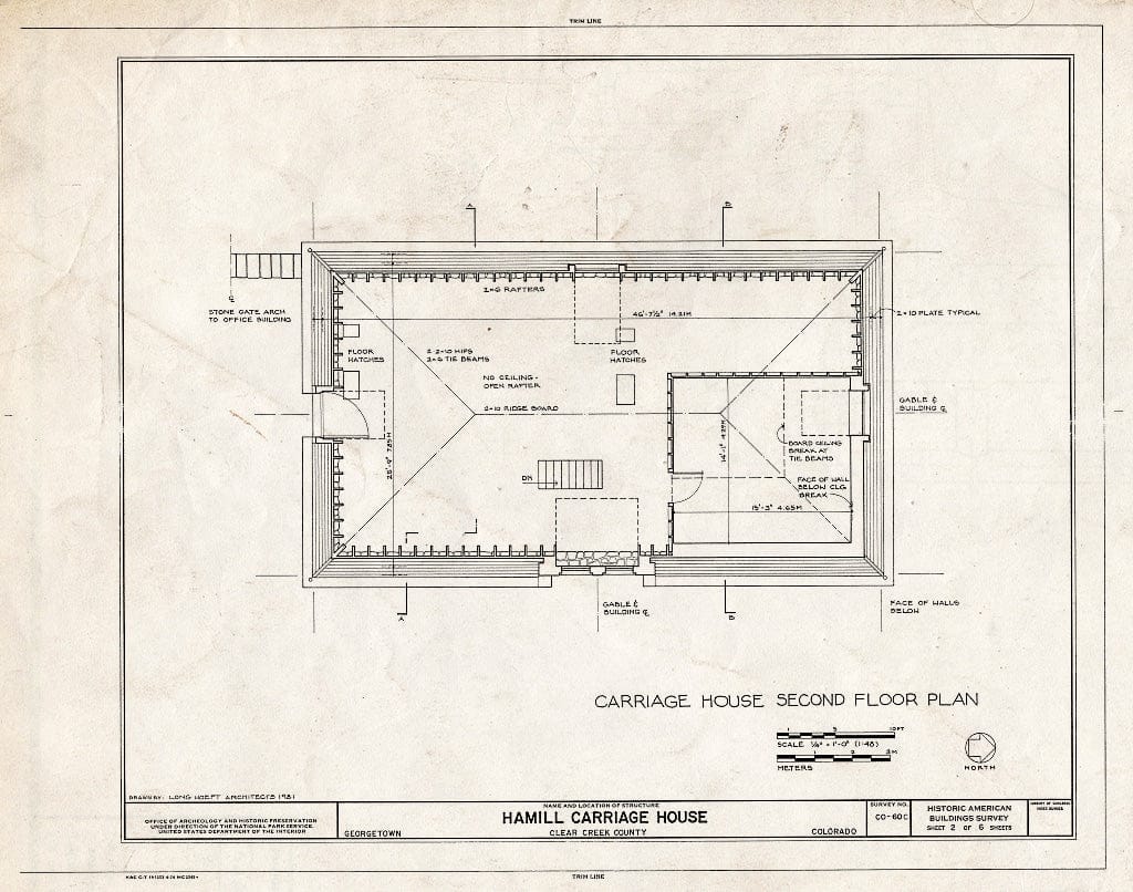 Blueprint HABS Colo,10-GEO,1C- (Sheet 2 of 6) - Hamill House, Carriage House, Argentine & Third Streets, Georgetown, Clear Creek County, CO