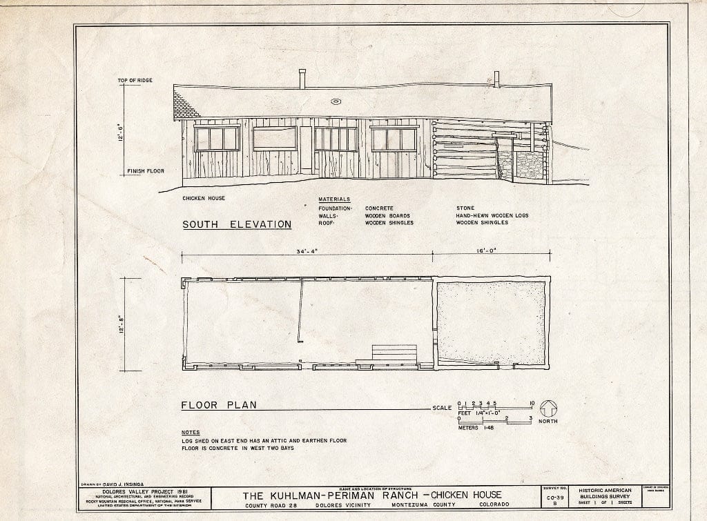 Blueprint HABS Colo,42-DOL.V,2B- (Sheet 1 of 1) - Kuhlman-Periman Ranch, Chicken House, Dolores, Montezuma County, CO