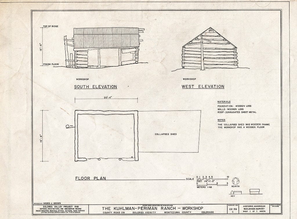 Blueprint HABS Colo,42-DOL.V,2C- (Sheet 1 of 1) - Kuhlman-Periman Ranch, Workshop, County Route 28, Dolores, Montezuma County, CO