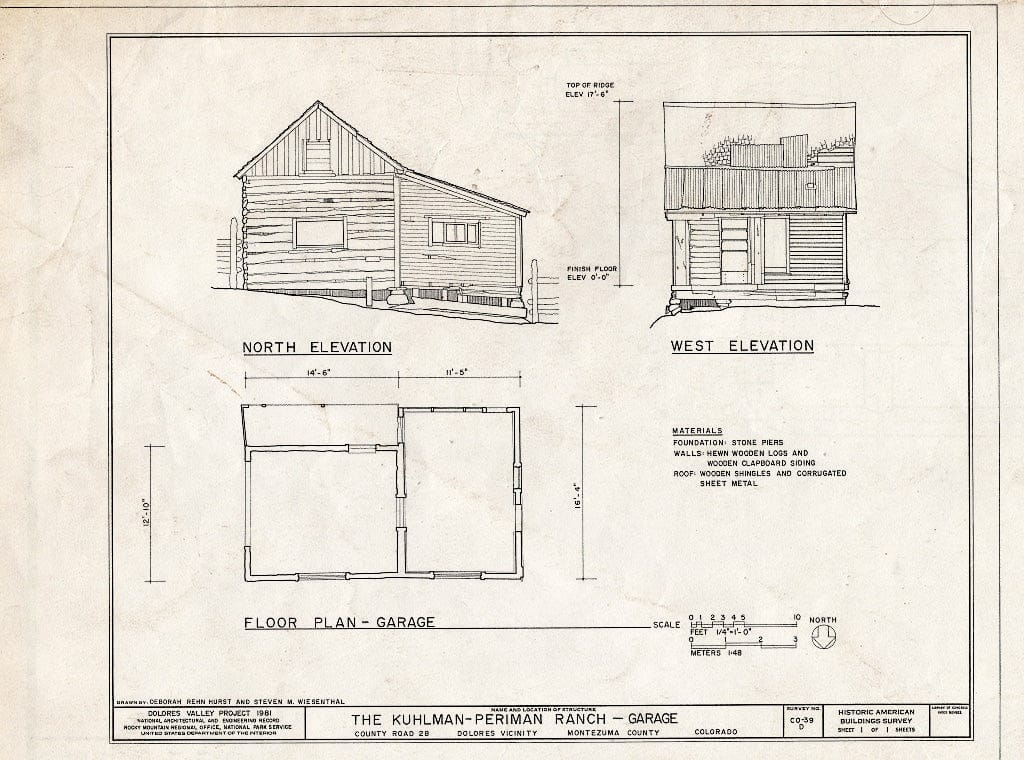 Blueprint HABS Colo,42-DOL.V,2D- (Sheet 1 of 1) - Kuhlman-Periman Ranch, Garage, Dolores, Montezuma County, CO