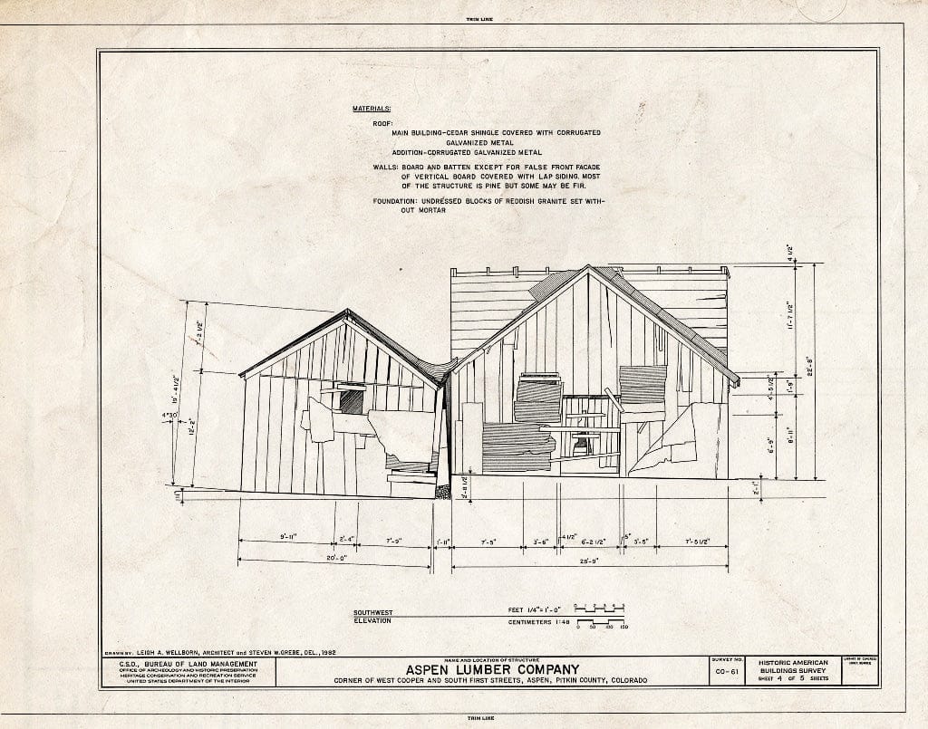 Blueprint HABS Colo,49-ASP,2- (Sheet 4 of 5) - Aspen Lumber Company Building, 100 West Cooper Street, Aspen, Pitkin County, CO