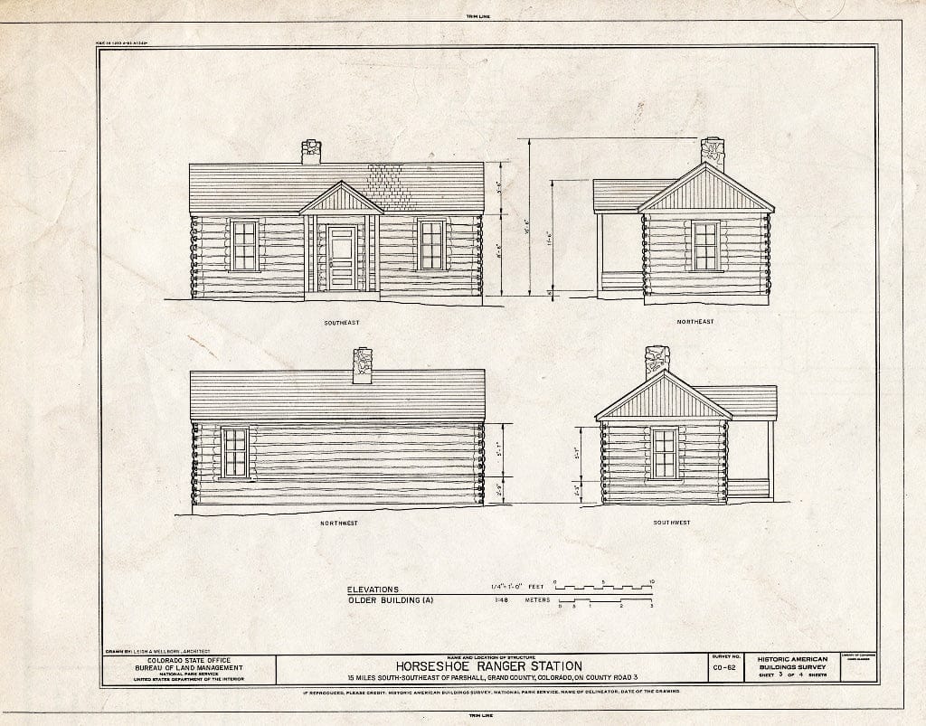Blueprint HABS Colo,25-PARS.V,1- (Sheet 3 of 4) - Horseshoe Ranger Station, 15 Miles South of Parshall, Parshall, Grand County, CO