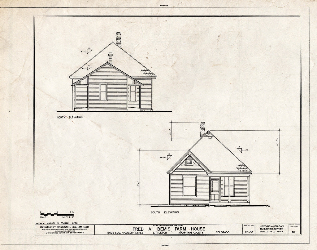 Blueprint HABS Colo,3-LIT,3- (Sheet 5 of 6) - Fred A. Bemis Farmhouse, 6028 South Gallop Street (Moved from Original Site), Littleton, Arapahoe County, CO