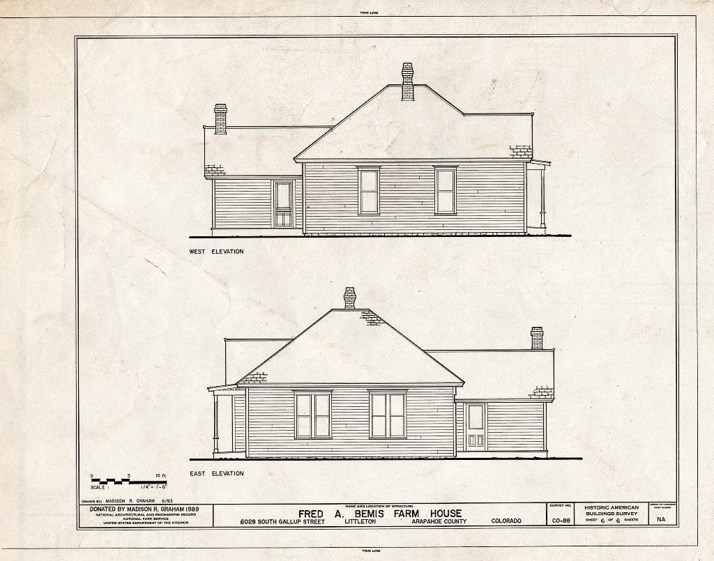 Blueprint HABS Colo,3-LIT,3- (Sheet 6 of 6) - Fred A. Bemis Farmhouse, 6028 South Gallop Street (Moved from Original Site), Littleton, Arapahoe County, CO