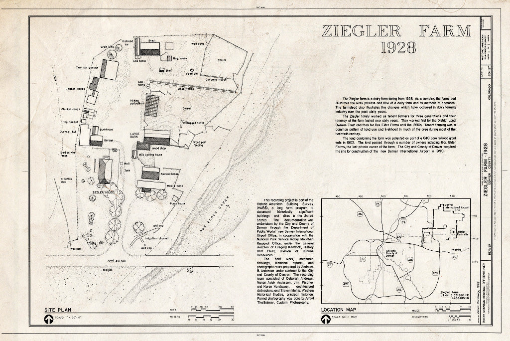 Blueprint HABS Colo,16-DENV,76- (Sheet 1 of 1) - Ziegler Farm, North Side of Seventy-Second Avenue, west of Hudson Road, Denver, Denver County, CO