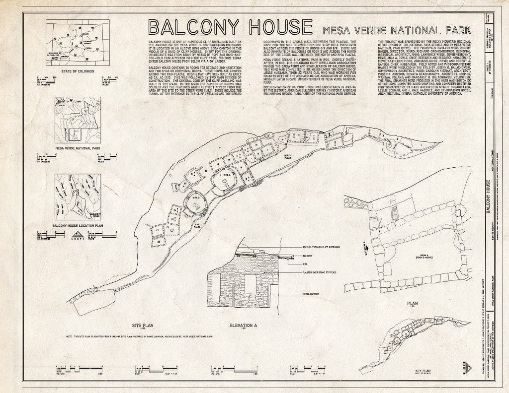 Blueprint HABS Colo,42-CORT.V,4- (Sheet 1 of 11) - Balcony House, Cortez, Montezuma County, CO