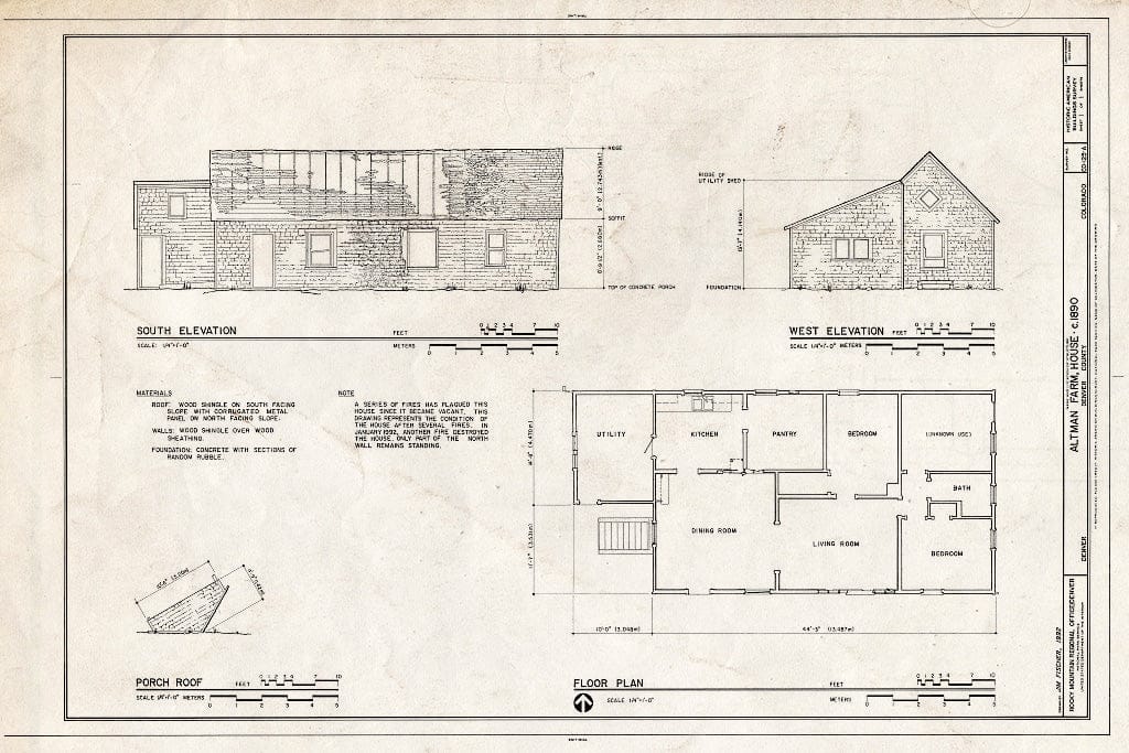 Blueprint HABS Colo,16-DENV,66A- (Sheet 1 of 1) - Altman Farm, House, East Side of Buckely Road, 0.5 Mile South of Seventy-Second Avenue, Denver, Denver County, CO
