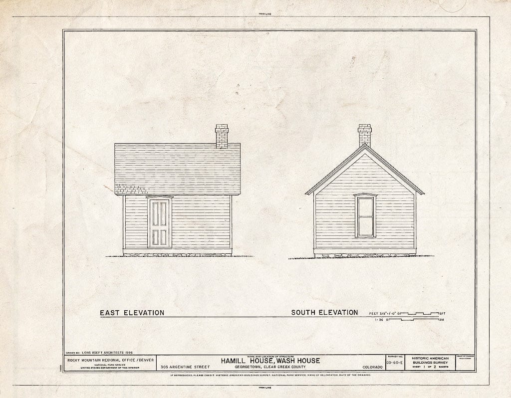 Blueprint HABS Colo,10-GEO,1E- (Sheet 1 of 2) - Hamill House, Wash House, 305 Argentine Street, Georgetown, Clear Creek County, CO