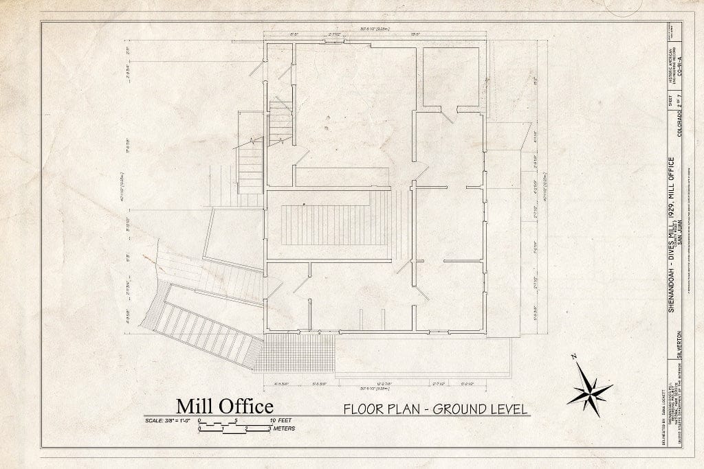 Blueprint Mill Office: Floor Plan - Ground Level - Shenandoah-Dives Mill, Mill Office, 135 County Road 2, Silverton, San Juan County, CO