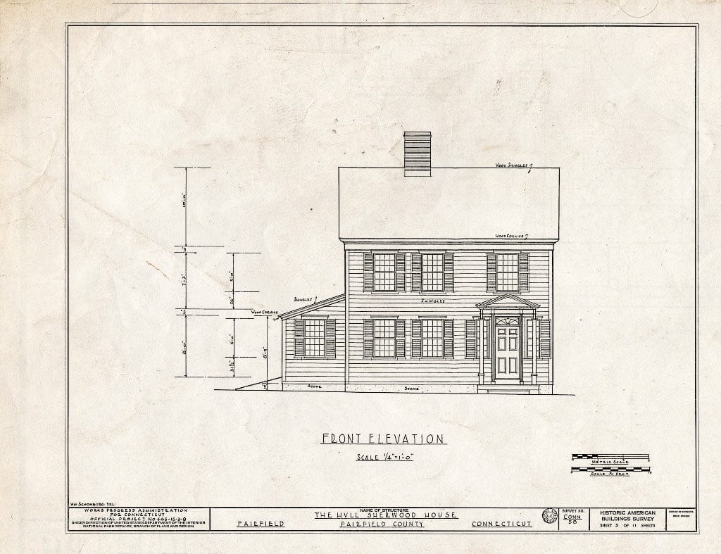 Blueprint HABS Conn,1-FAIRF,8- (Sheet 3 of 11) - Hull Sherwood House, 762 Mill Hill Road, Fairfield, Fairfield County, CT