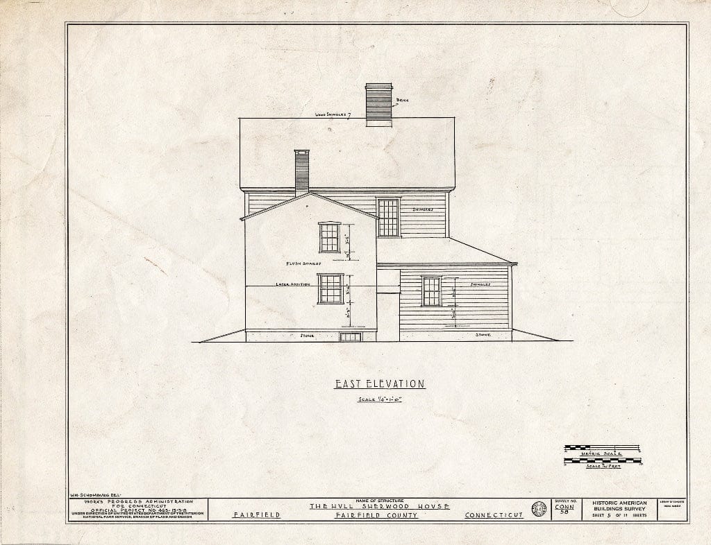 Blueprint HABS Conn,1-FAIRF,8- (Sheet 5 of 11) - Hull Sherwood House, 762 Mill Hill Road, Fairfield, Fairfield County, CT