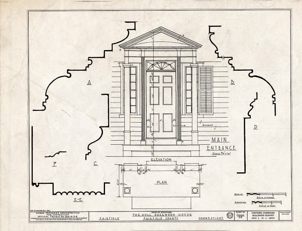 Blueprint HABS Conn,1-FAIRF,8- (Sheet 7 of 11) - Hull Sherwood House, 762 Mill Hill Road, Fairfield, Fairfield County, CT