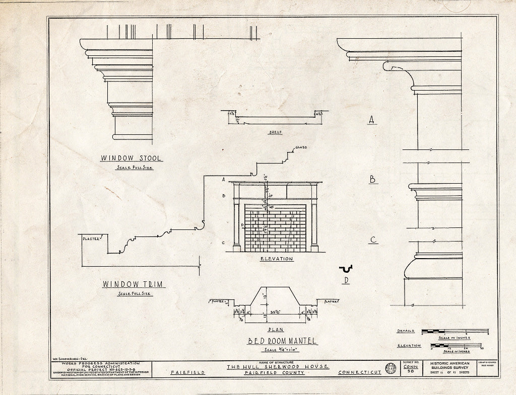 Blueprint HABS Conn,1-FAIRF,8- (Sheet 11 of 11) - Hull Sherwood House, 762 Mill Hill Road, Fairfield, Fairfield County, CT