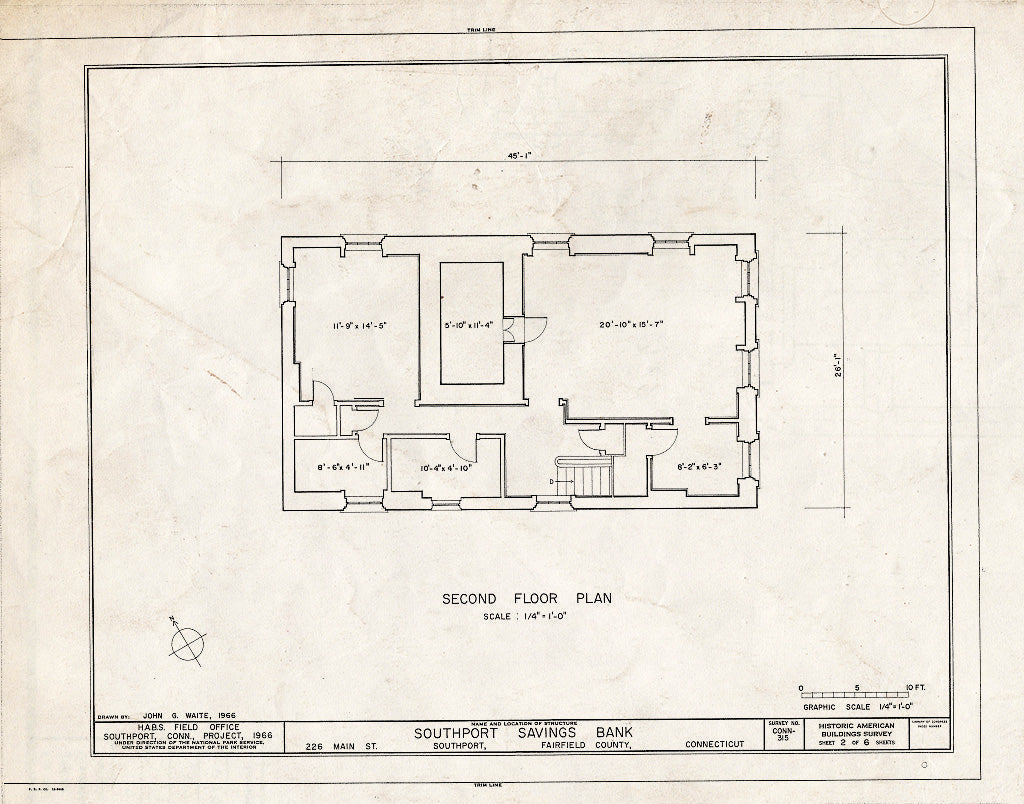 Blueprint HABS Conn,1-SOUPO,24- (Sheet 2 of 6) - Southport Savings Bank, 226 Main Street, Southport, Fairfield County, CT