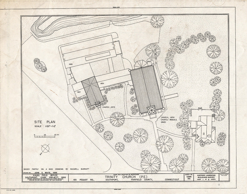 Blueprint HABS Conn,1-SOUPO,22- (Sheet 1 of 9) - Trinity Church (P. E.), 651 Pequot Road, Southport, Fairfield County, CT
