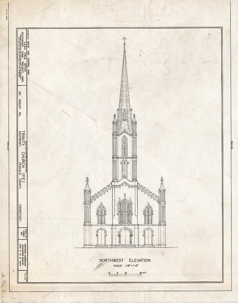 Blueprint HABS Conn,1-SOUPO,22- (Sheet 3 of 9) - Trinity Church (P. E.), 651 Pequot Road, Southport, Fairfield County, CT