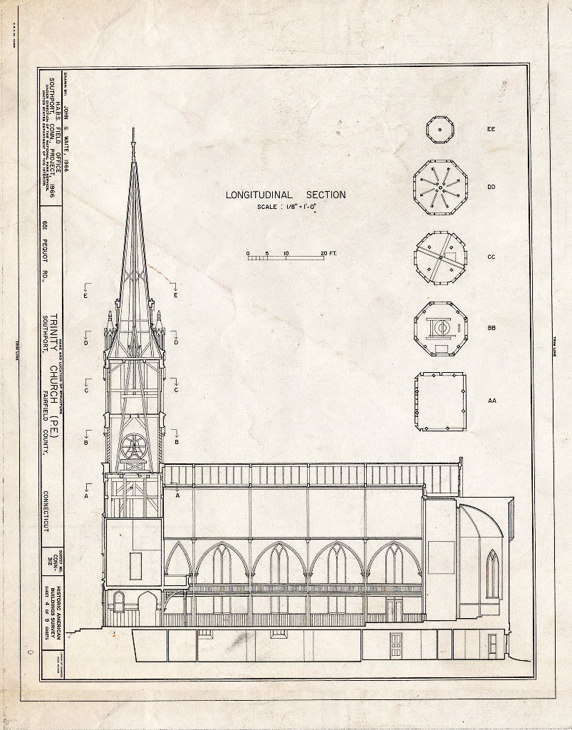 Blueprint HABS Conn,1-SOUPO,22- (Sheet 4 of 9) - Trinity Church (P. E.), 651 Pequot Road, Southport, Fairfield County, CT
