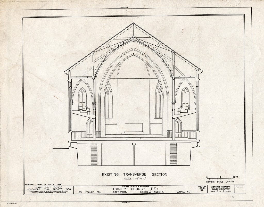 Blueprint HABS Conn,1-SOUPO,22- (Sheet 5 of 9) - Trinity Church (P. E.), 651 Pequot Road, Southport, Fairfield County, CT