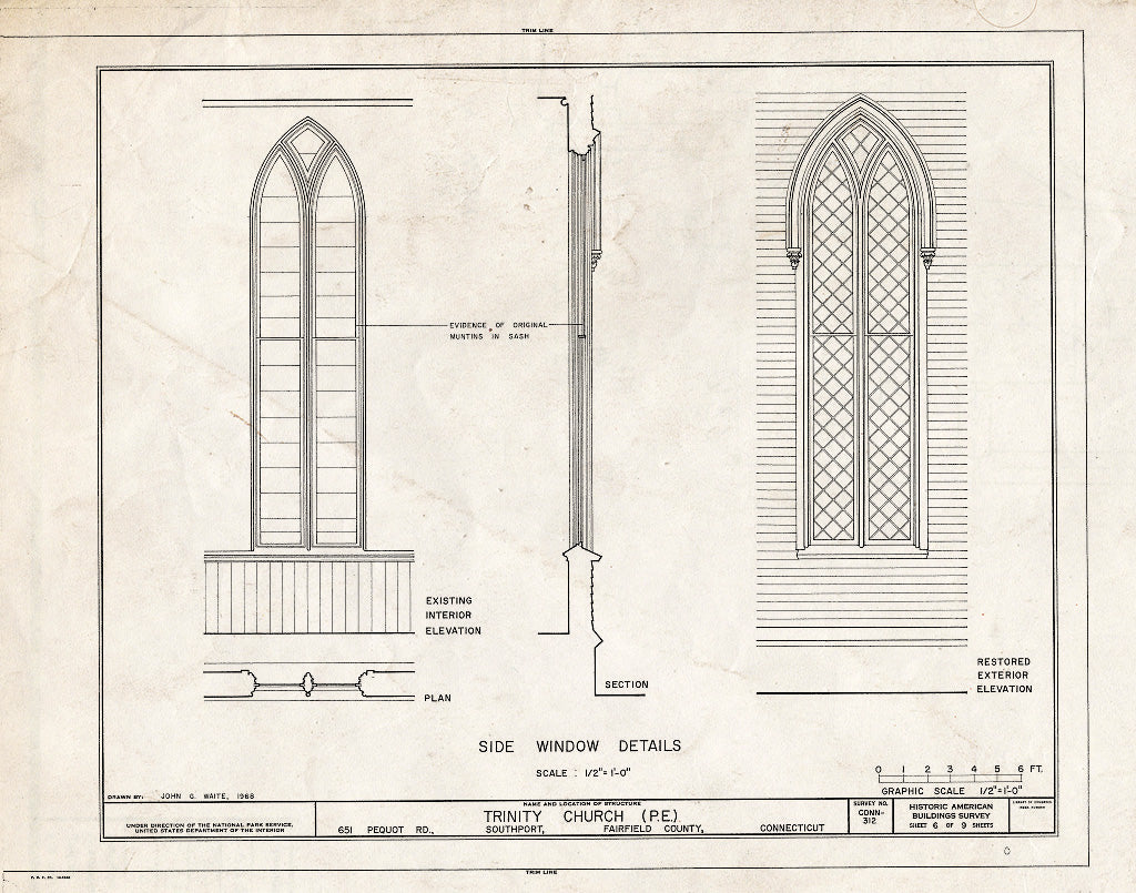 Blueprint HABS Conn,1-SOUPO,22- (Sheet 6 of 9) - Trinity Church (P. E.), 651 Pequot Road, Southport, Fairfield County, CT