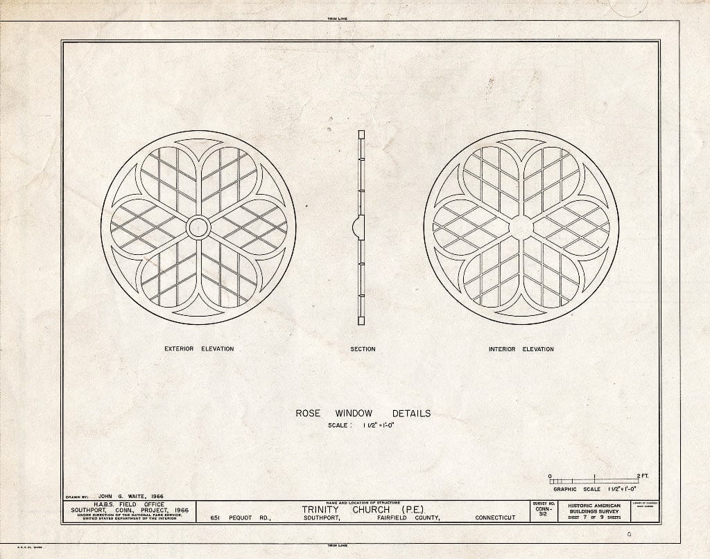 Blueprint HABS Conn,1-SOUPO,22- (Sheet 7 of 9) - Trinity Church (P. E.), 651 Pequot Road, Southport, Fairfield County, CT