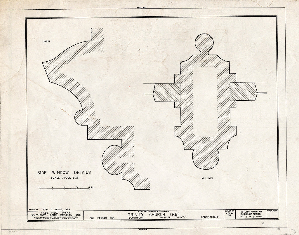 Blueprint HABS Conn,1-SOUPO,22- (Sheet 8 of 9) - Trinity Church (P. E.), 651 Pequot Road, Southport, Fairfield County, CT