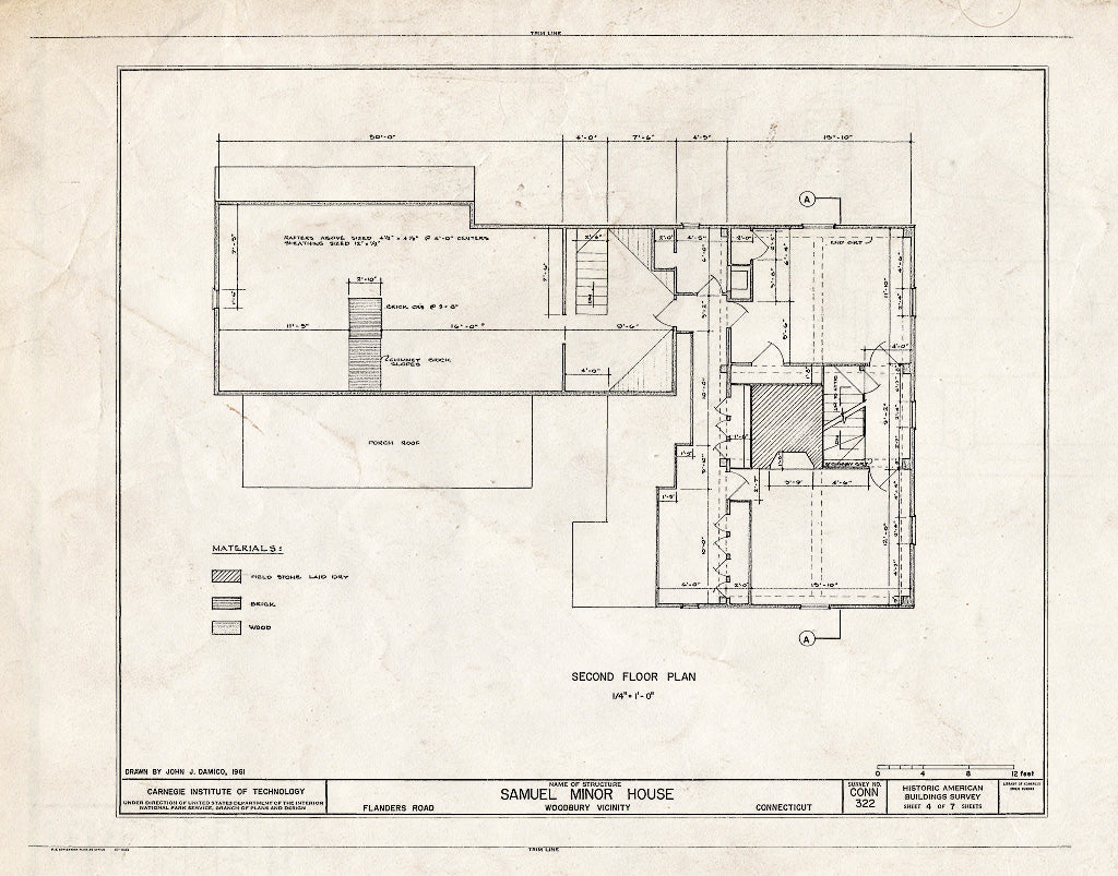 Blueprint HABS Conn,3-WOO.V,1- (Sheet 4 of 7) - Samuel Minor House, West Side of Flanders Road, Woodbury, Litchfield County, CT
