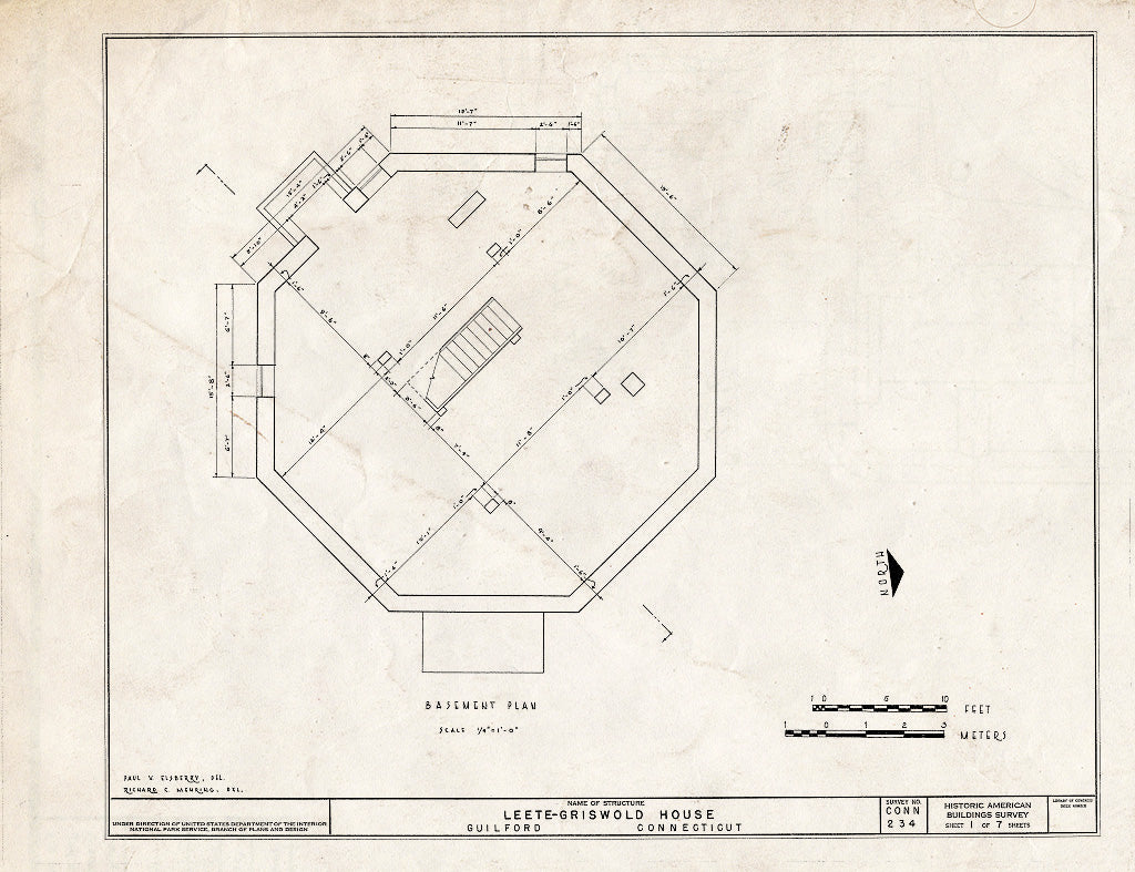 Blueprint HABS Conn,5-GUIL,26- (Sheet 1 of 7) - Leete-Griswold House, 21 Petticoat Lane, Guilford, New Haven County, CT